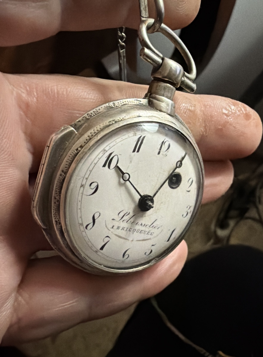  Very Beautiful Silver Pocket Watch With A Rooster Motif By Lebeissclier Of Briquebec And Its Chain, Late 18th Century-photo-8