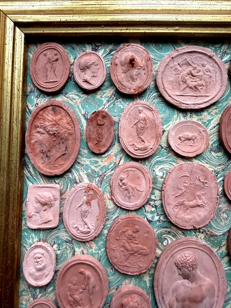 Collection d'empreintes de camées en terra-cotta antique  Italie XIXème a l'image du Grand Tour-photo-2