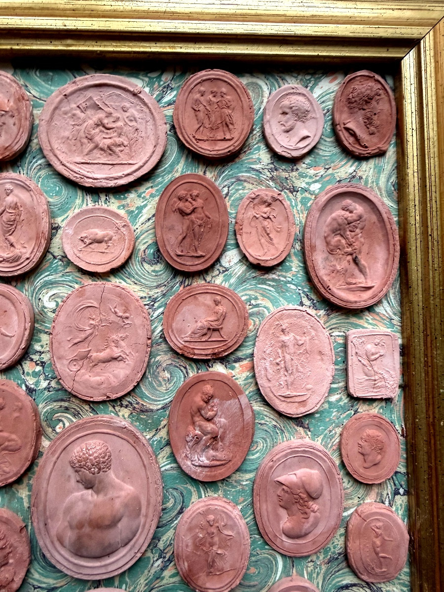 Collection d'empreintes de camées en terra-cotta antique  Italie XIXème a l'image du Grand Tour-photo-4