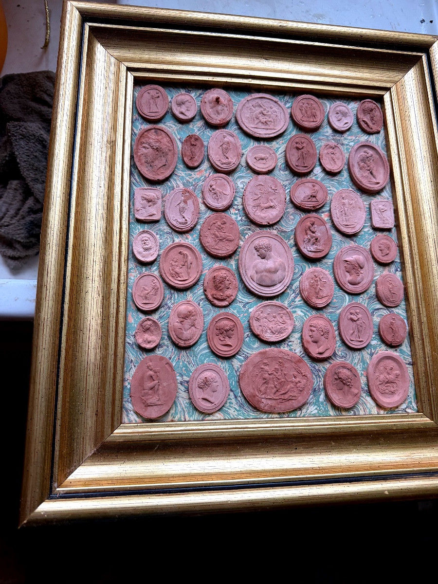 Collection d'empreintes de camées en terra-cotta antique  Italie XIXème a l'image du Grand Tour-photo-4