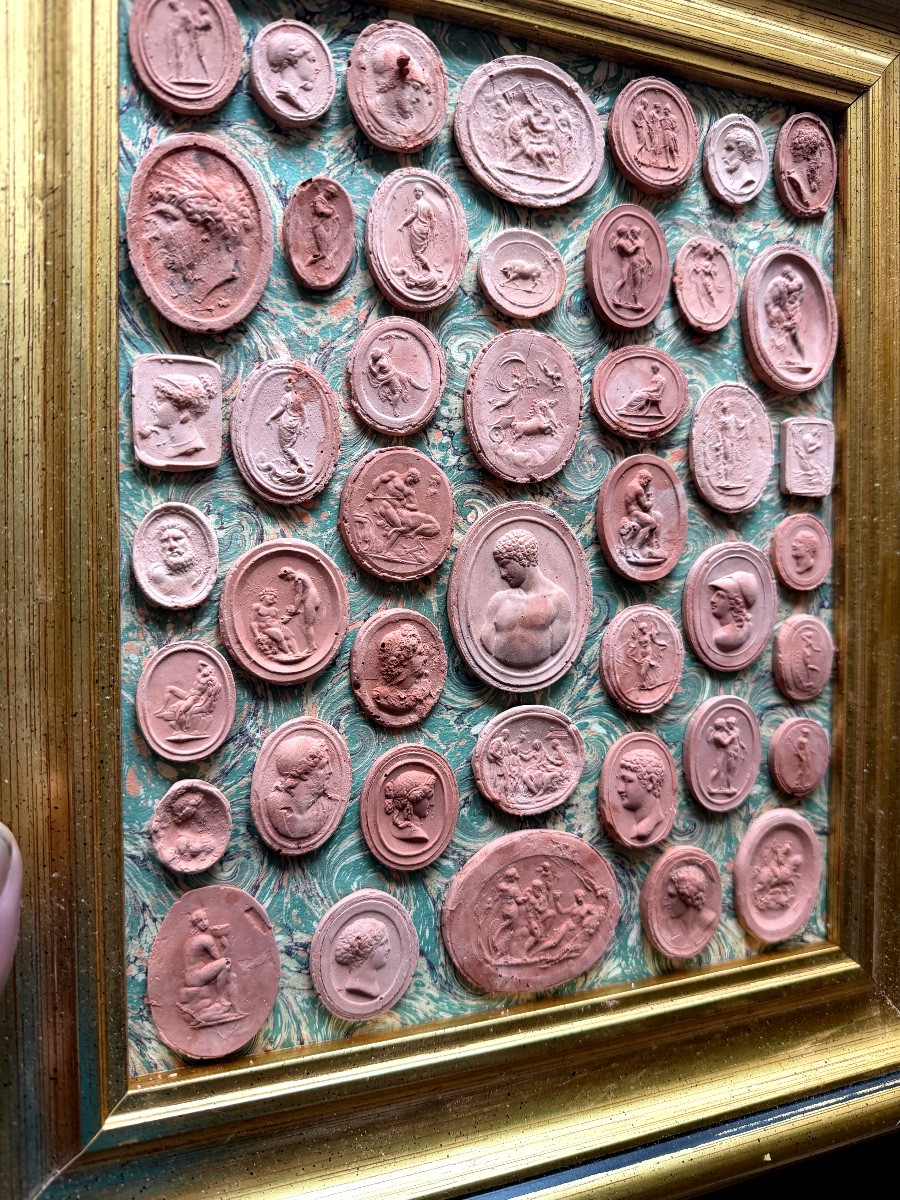 Collection d'empreintes de camées en terra-cotta antique  Italie XIXème a l'image du Grand Tour-photo-6