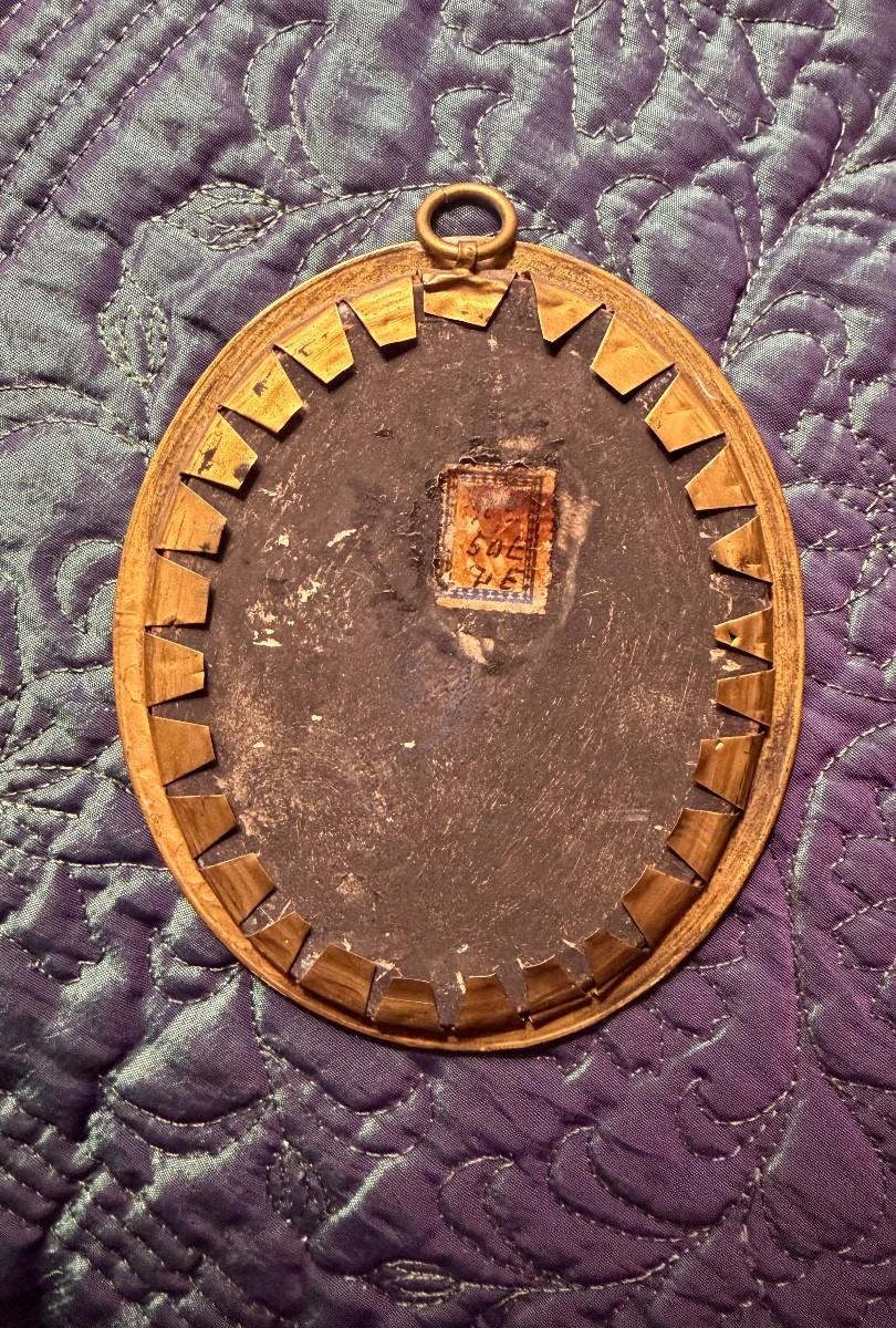 Generous Oval Miniature On Ivory Of A Court Lady In A Large Feathered Hat, Framed, 18th Century-photo-2