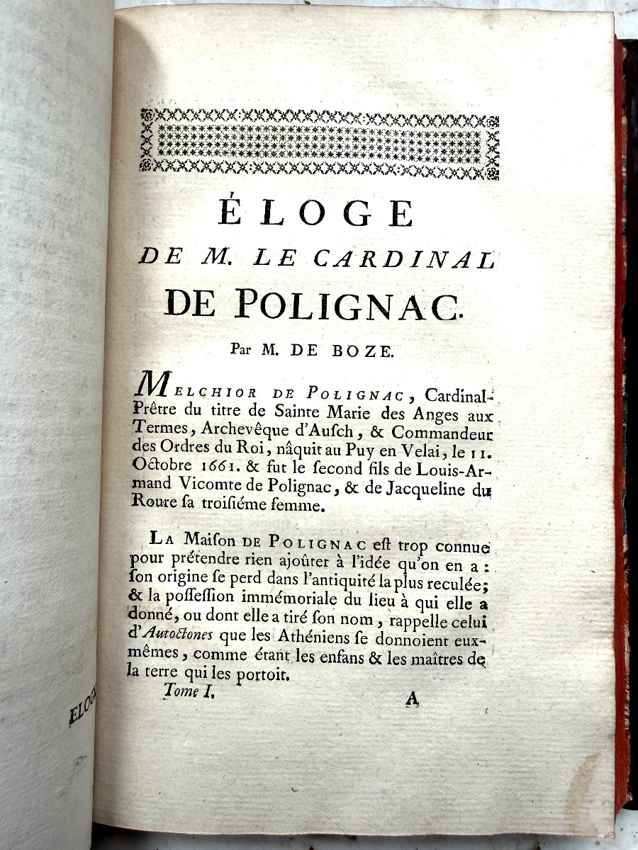 2 Volumes In Octavo, 1749: "anti-lucretius", A Poem On Natural Religion, By Cardinal De Polignac-photo-3