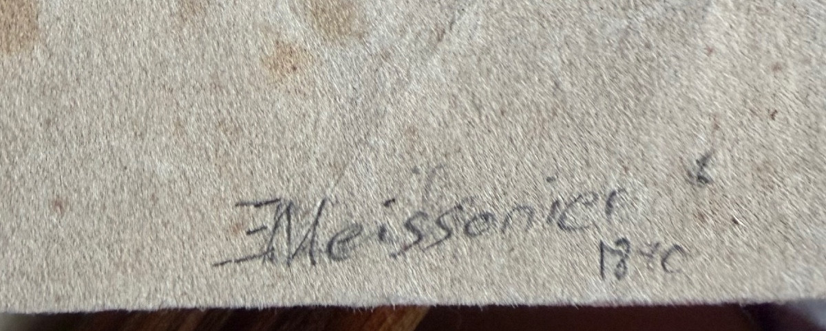 Nobleman In Formal Attire Reading In His Chair, Original Pencil Drawing, 1880, By Ernest Meissonier-photo-5