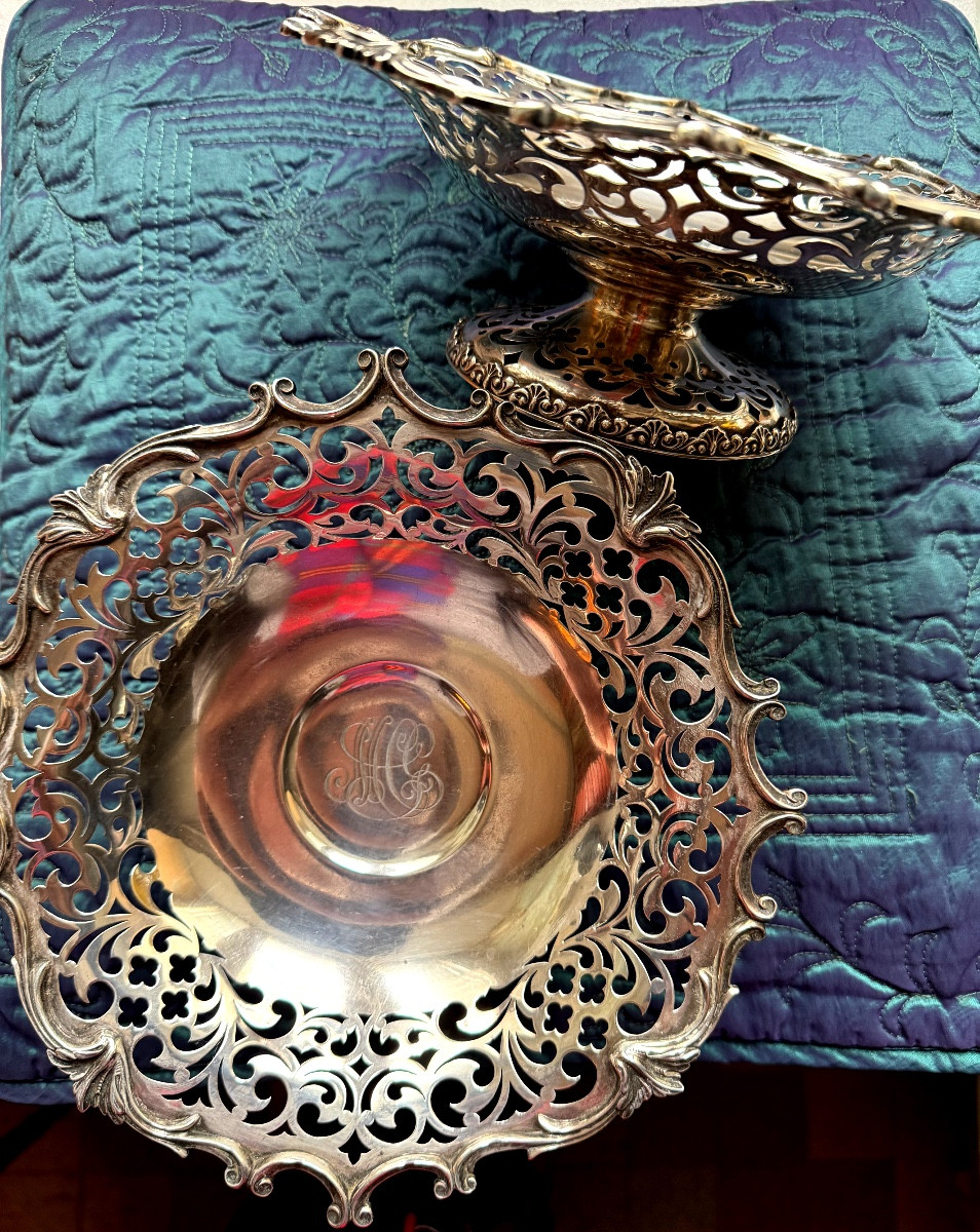 Belle paire de coupes en argent  ajouré 925 millièmes ,  maison New-Yorkaise Howard & Co , 1890-photo-2