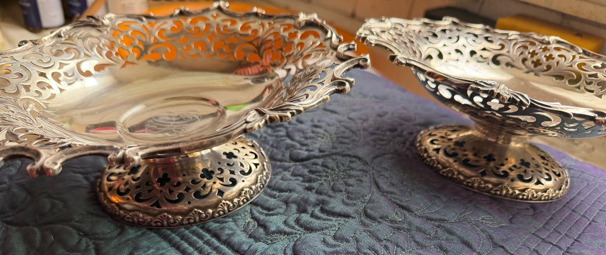 Belle paire de coupes en argent  ajouré 925 millièmes ,  maison New-Yorkaise Howard & Co , 1890-photo-4