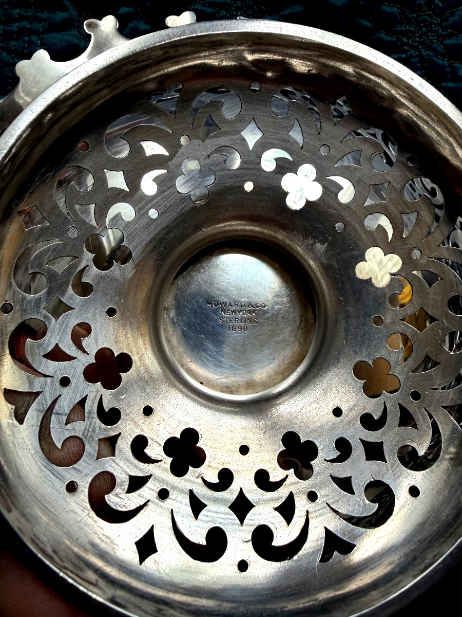 Belle paire de coupes en argent  ajouré 925 millièmes ,  maison New-Yorkaise Howard & Co , 1890-photo-5