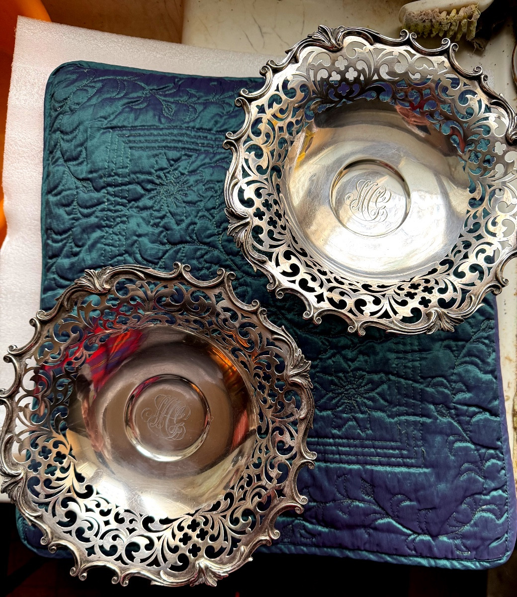 Belle paire de coupes en argent  ajouré 925 millièmes ,  maison New-Yorkaise Howard & Co , 1890