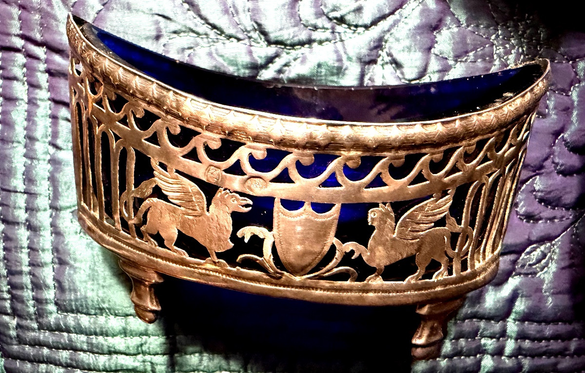  Silver Tableware Set With Hallmarks, Old Man, Salt Cellars And Mustard Pot, Late 18th Century, Etruscan Style-photo-3