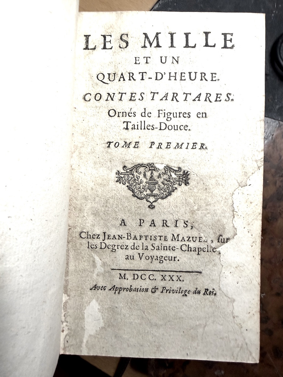 "Les Mille et Un Quart-d'Heure" , Contes Tartares . 3 Vol. In 12 . Paris 1730. Edition illustré-photo-3