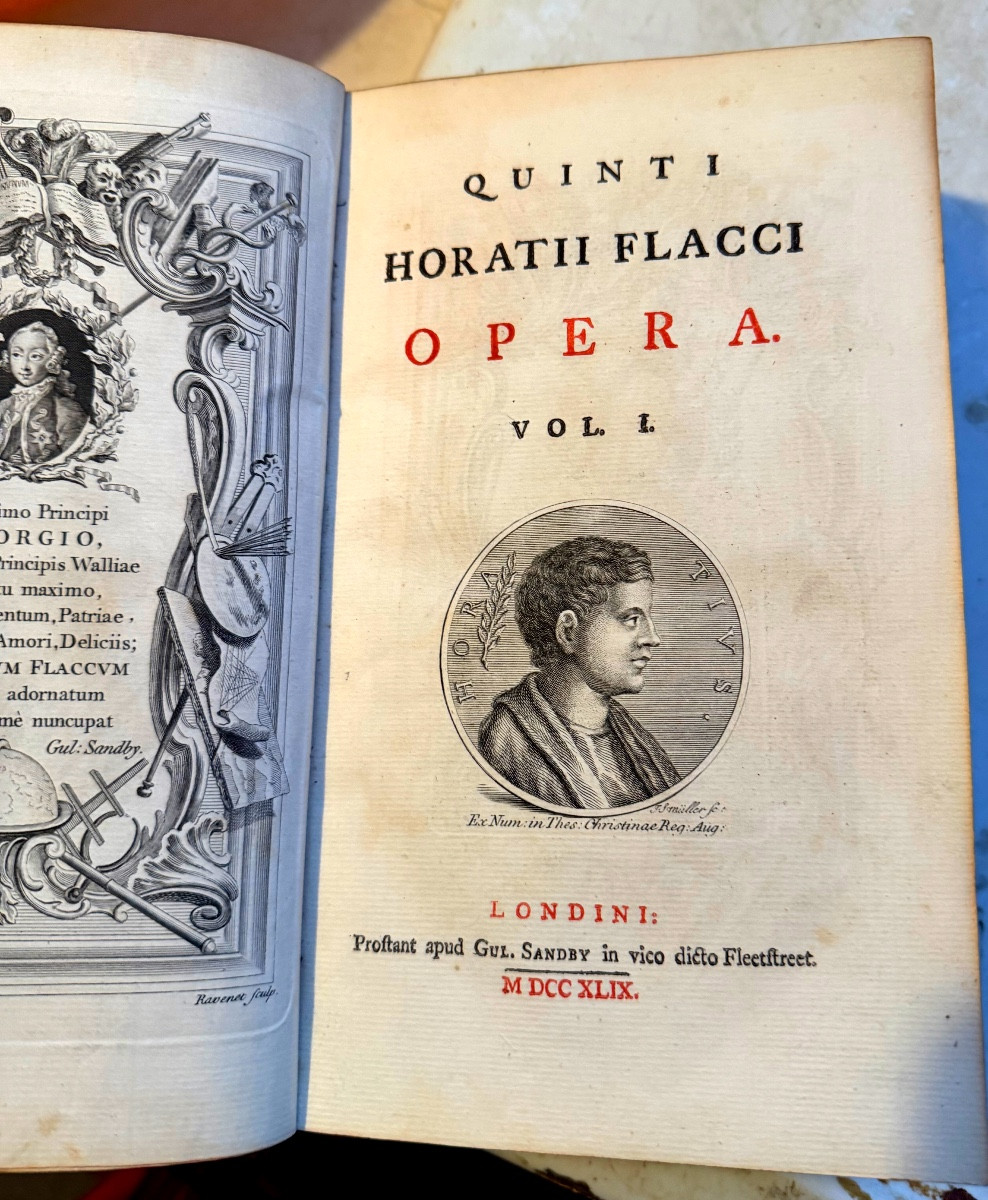 "quinti Horatii Flacci Opera" Very Beautiful Work 1 V In 8 Illustrated On Large Londini Paper 1749-photo-3