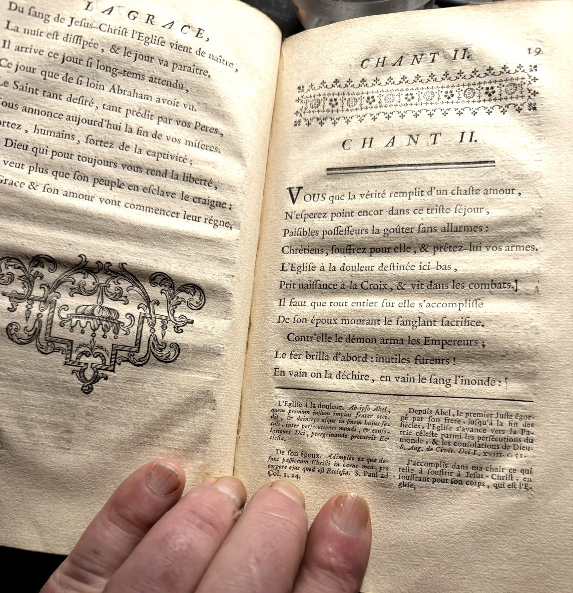 1 Plaquette In8 de 1720 "La Grace" Poëme de Louis Racine , bel ex-libris  Reuillon Mal-des Comp-photo-3