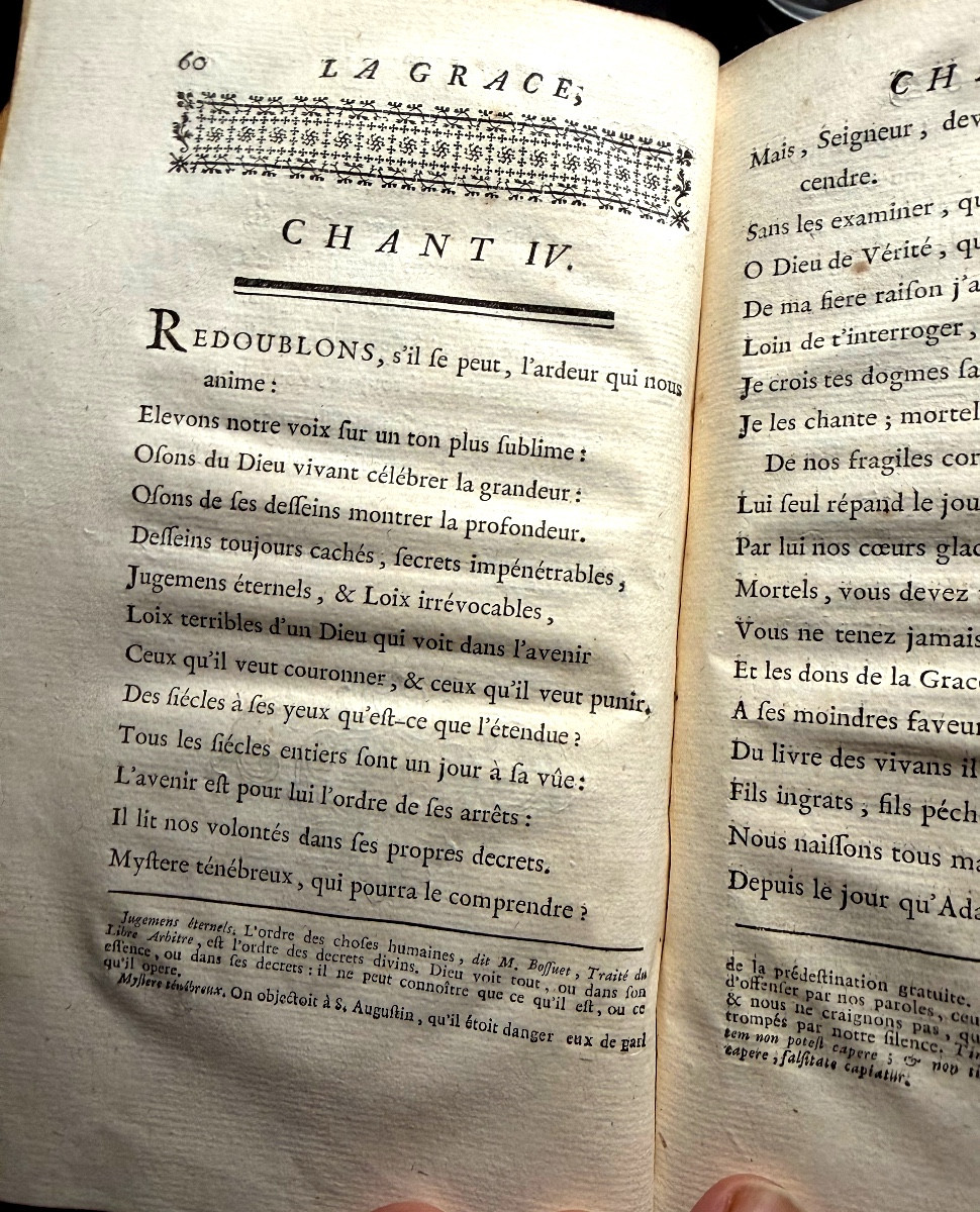 1 Plaquette In8 de 1720 "La Grace" Poëme de Louis Racine , bel ex-libris  Reuillon Mal-des Comp-photo-5
