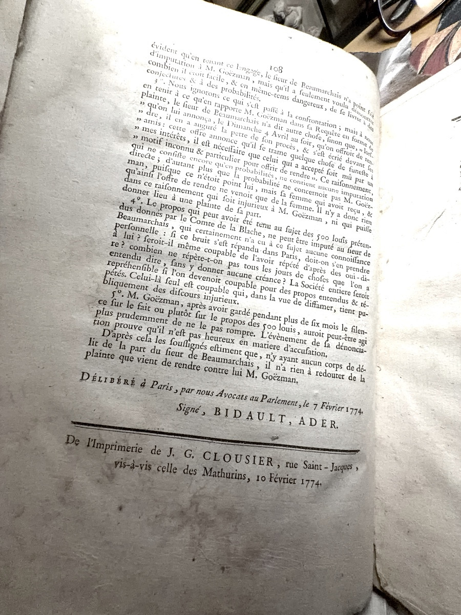 Documents From The 1774 Trial, Paris, Ruault  Beaumarchais", Hardcover Marbled Spine-photo-5