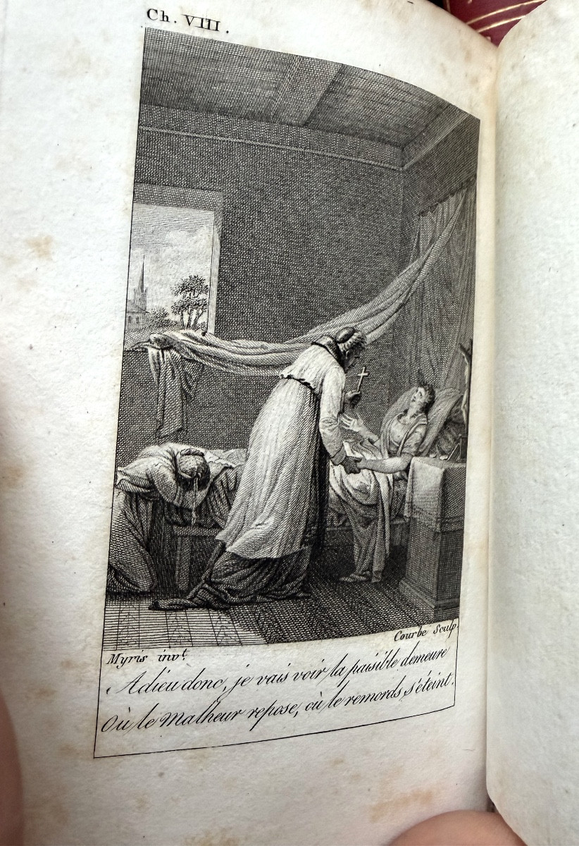  12 Volumes In 12mo. Works Of Jacques Delille, A Beautiful Collected Edition From 1803-1806, Bound In Red Morocco.-photo-1