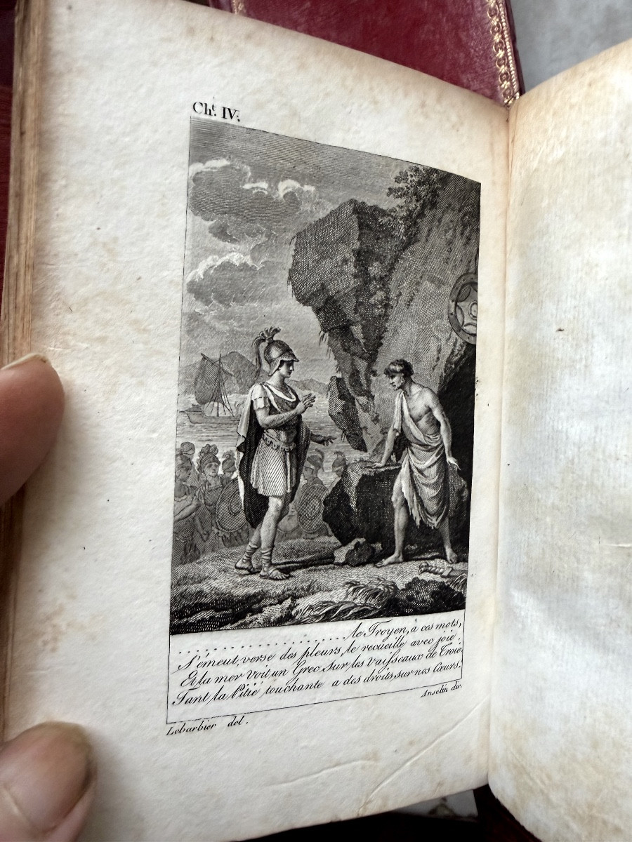  12 Volumes In 12mo. Works Of Jacques Delille, A Beautiful Collected Edition From 1803-1806, Bound In Red Morocco.-photo-3