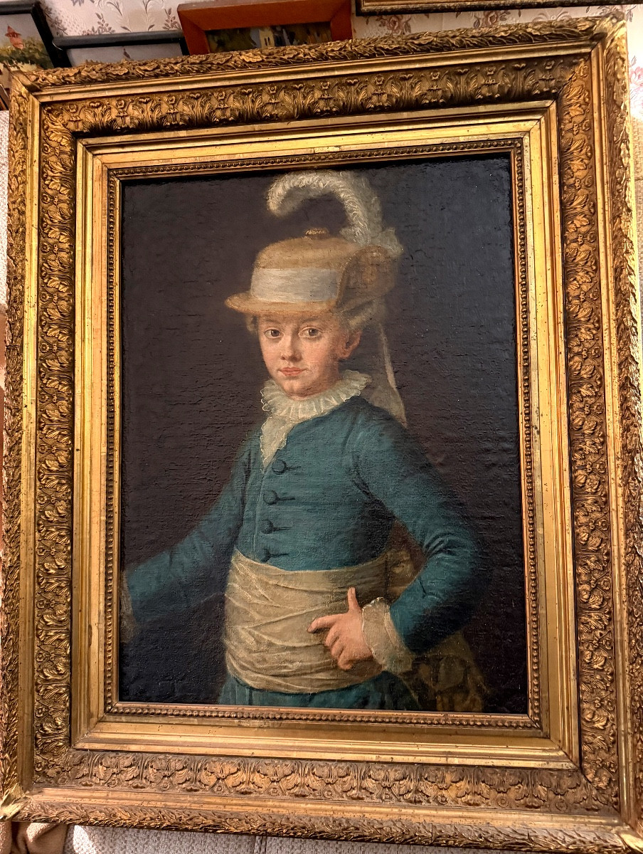 Portrait de l'enfant Duc de Montpensier ,né Antoine d'Orléans Prince De Sang , Ec. Française18è-photo-1
