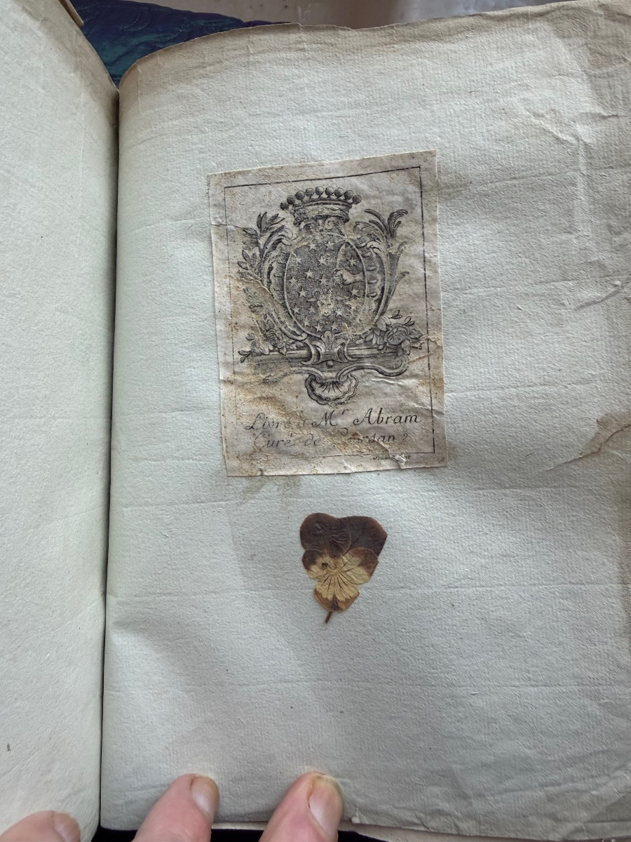  Exquisite Vellum Portfolio From 1774 "herbier De l'Aude", Silk Signature Of The Curé De Coursan 1774-photo-2