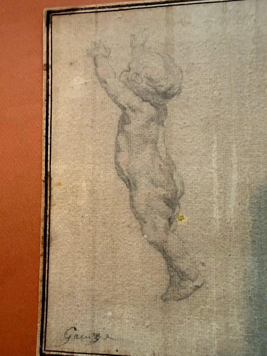  Belle Sanguine et Crayon noir: Dessin Original; "les Puttis élancés" de J.B.  Greuse , fin 18è-photo-3