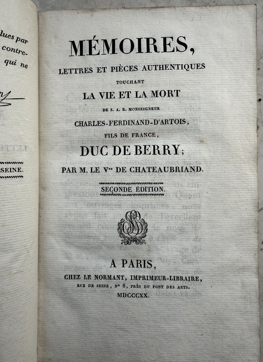 Memoirs, Letters And Authentic Documents, Life And Death Of The Duke Of Berry, 1820, By Chateaubriand-photo-3
