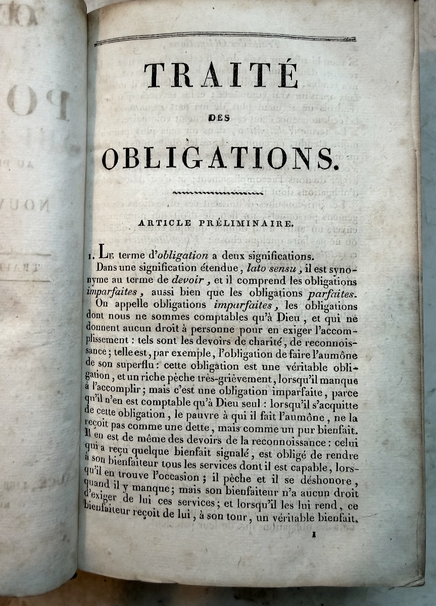  Works Of Pothier; 1 Vol In 8 Of 1818 / New Edition Of The Treatise On Obligations, Beautiful Exp.-photo-4