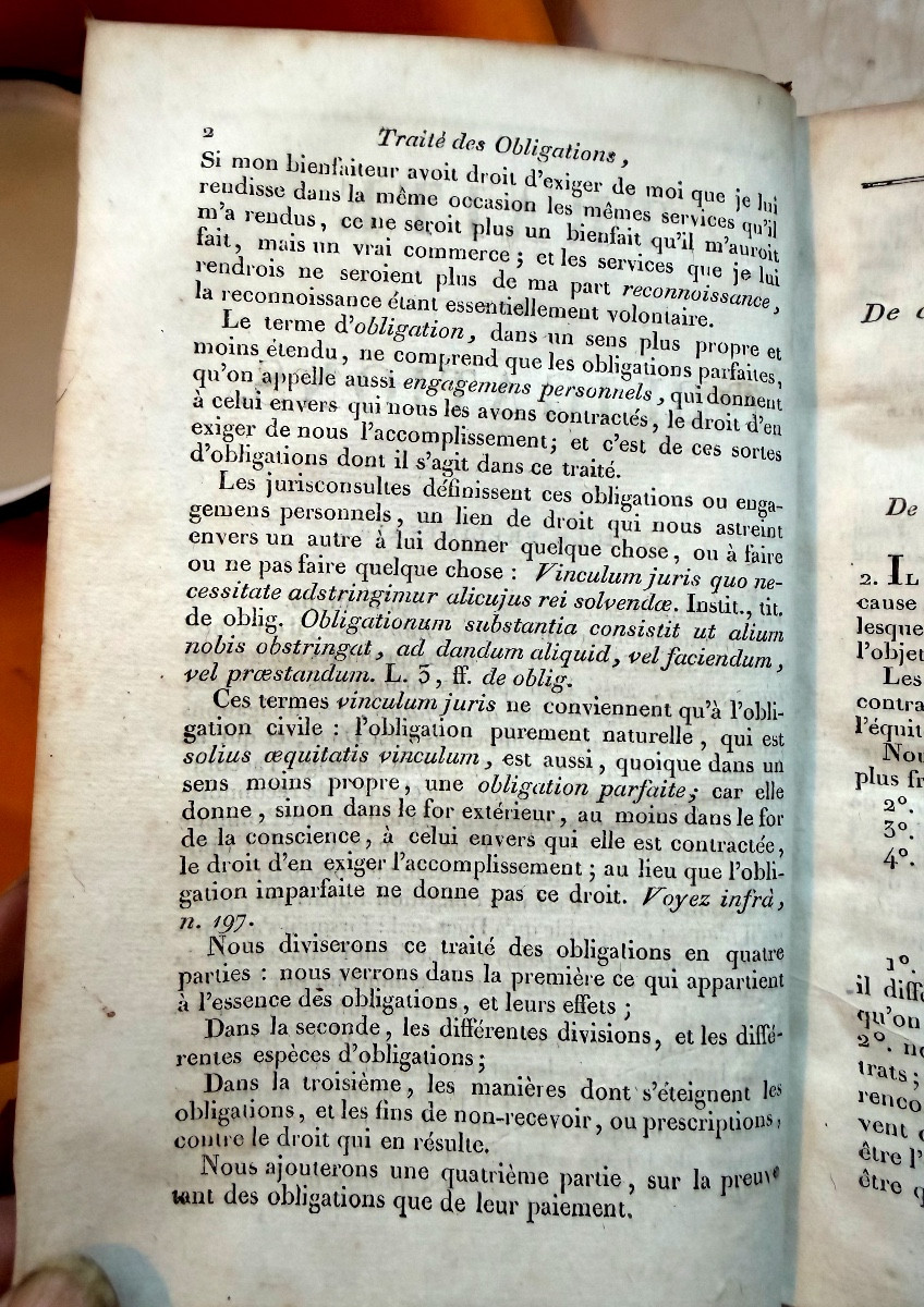  Works Of Pothier; 1 Vol In 8 Of 1818 / New Edition Of The Treatise On Obligations, Beautiful Exp.-photo-1