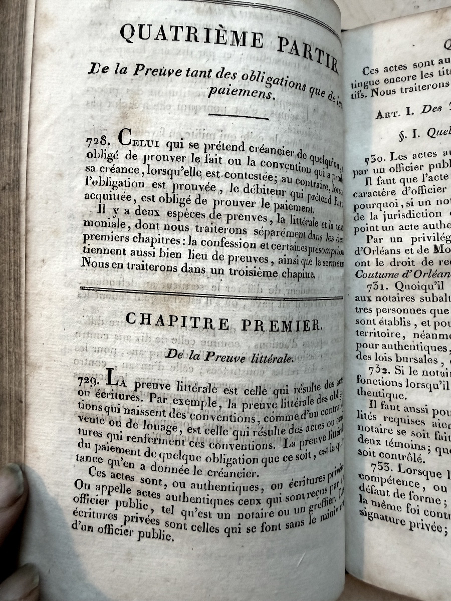  Works Of Pothier; 1 Vol In 8 Of 1818 / New Edition Of The Treatise On Obligations, Beautiful Exp.-photo-5
