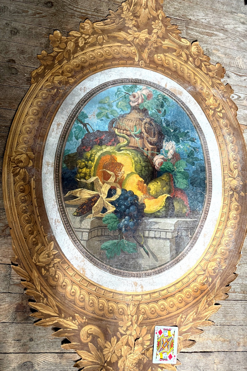 Large Baroque Cartouche In The Style Of A 19th-century Stencil Gouache "still Life" Frame.-photo-4