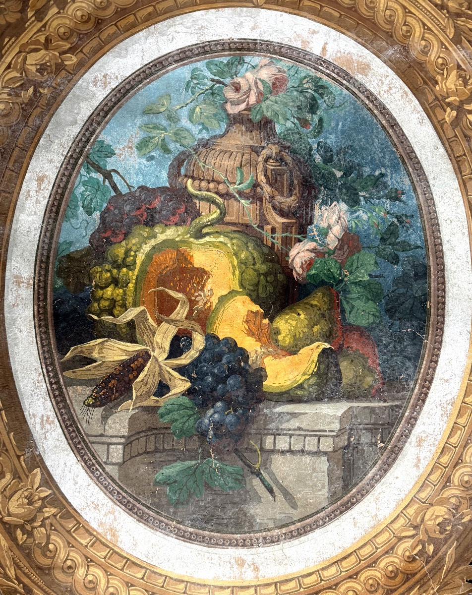 Large Baroque Cartouche In The Style Of A 19th-century Stencil Gouache "still Life" Frame.-photo-5