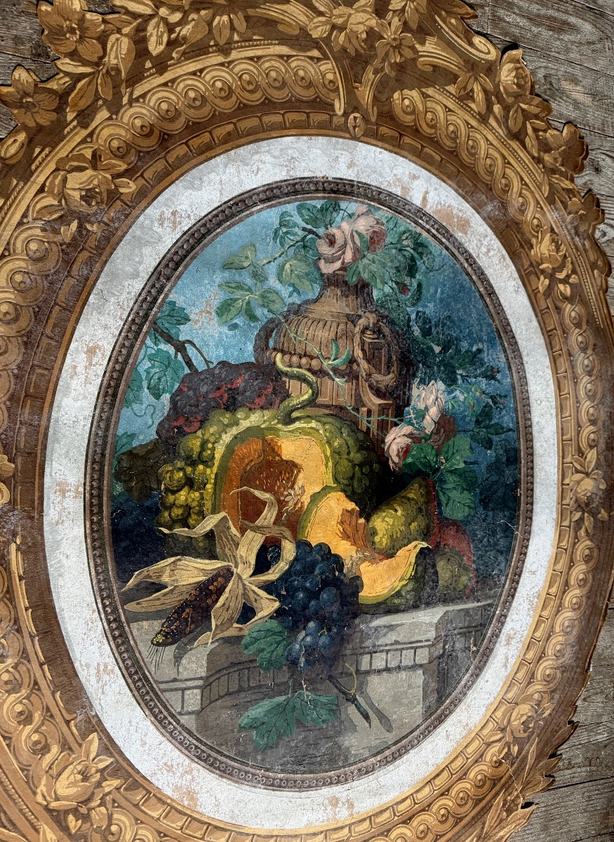 Large Baroque Cartouche In The Style Of A 19th-century Stencil Gouache "still Life" Frame.-photo-7