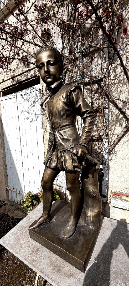 Grande statue de Henri IV enfant , sculpture de plâtre de statue du  Musée du Louvre ,fin XIX è-photo-3
