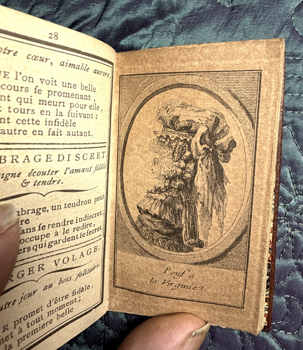 Charmant petit Almanach en maroquin rouge de 1788: "Les Lacets de Vénus", (figures de chapeaux)-photo-6