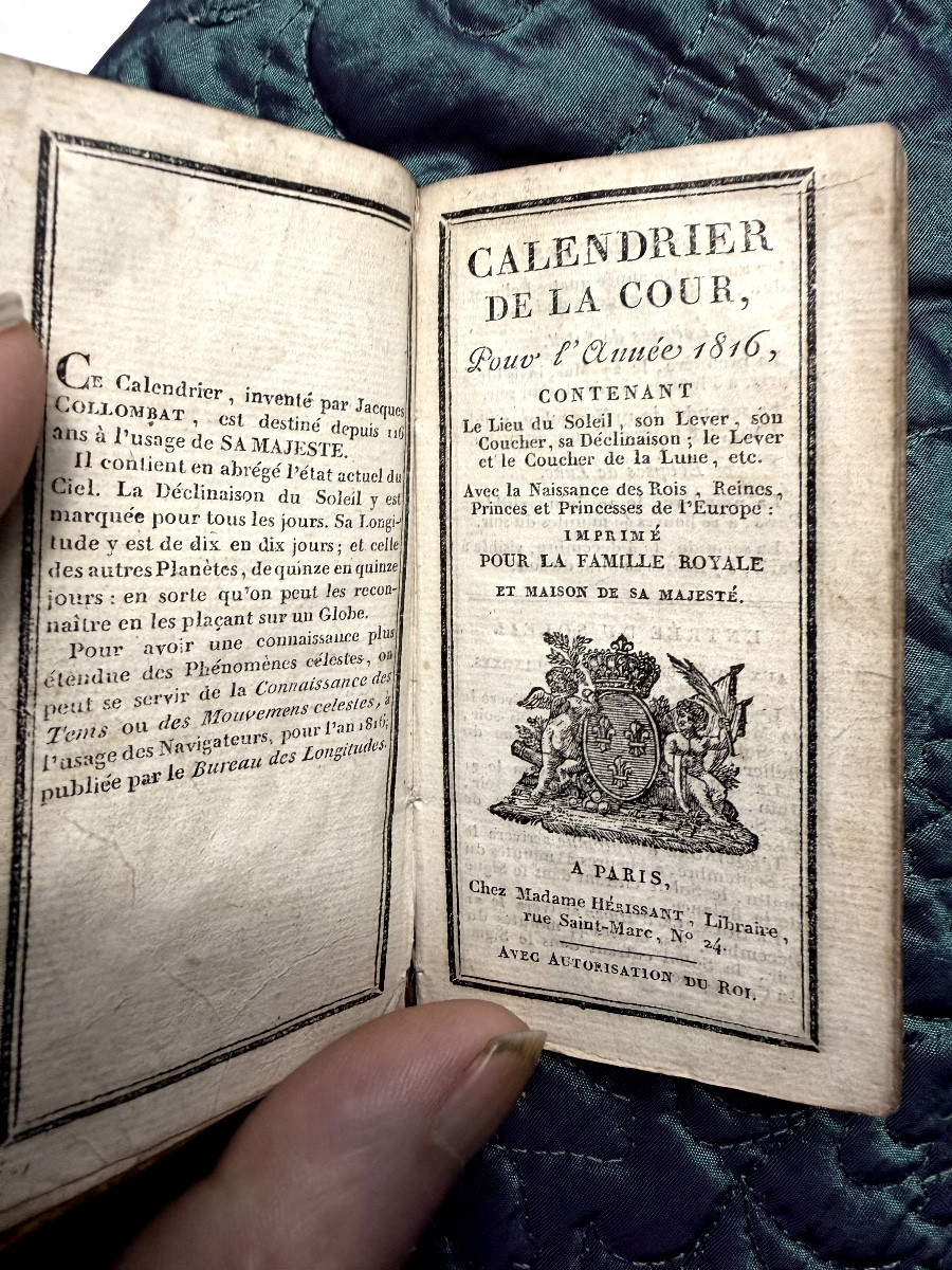  Almanac "at The Arms Of Charles X" In Precious Long-grain Red Morocco Leather Pocket Calendar-photo-2