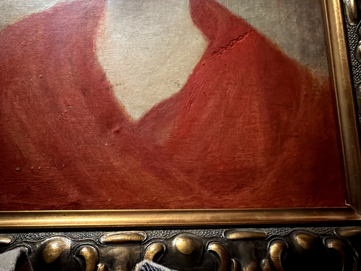 "La jeune Femme au châle rouge" , portrait 1910 ,Huile/toile dans un beau cadre doré format 12F-photo-8