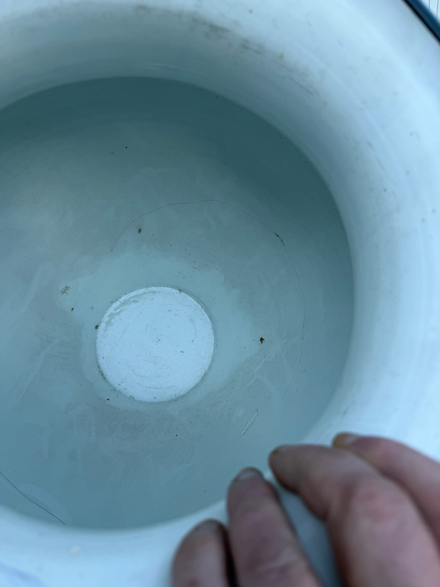 Très grand cache-pot décoré de fleurs oiseaux insectes , porcelaine peinte XXèm Balleroy et Cie-photo-5