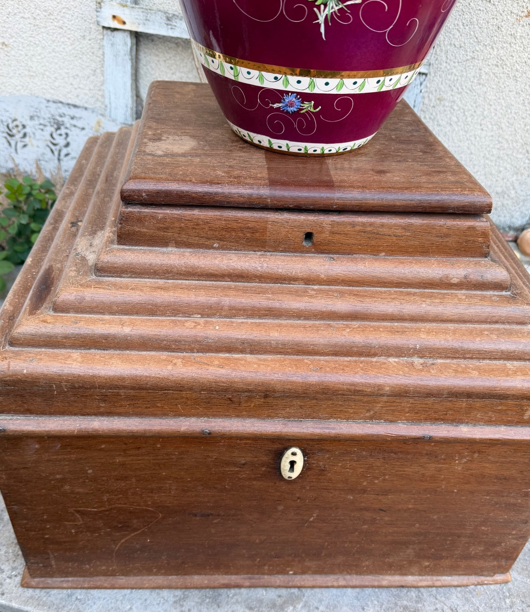 Grande boite a couvercle en gradin en palissandre a deux compartiments ,pour la liturgie XIXème-photo-3