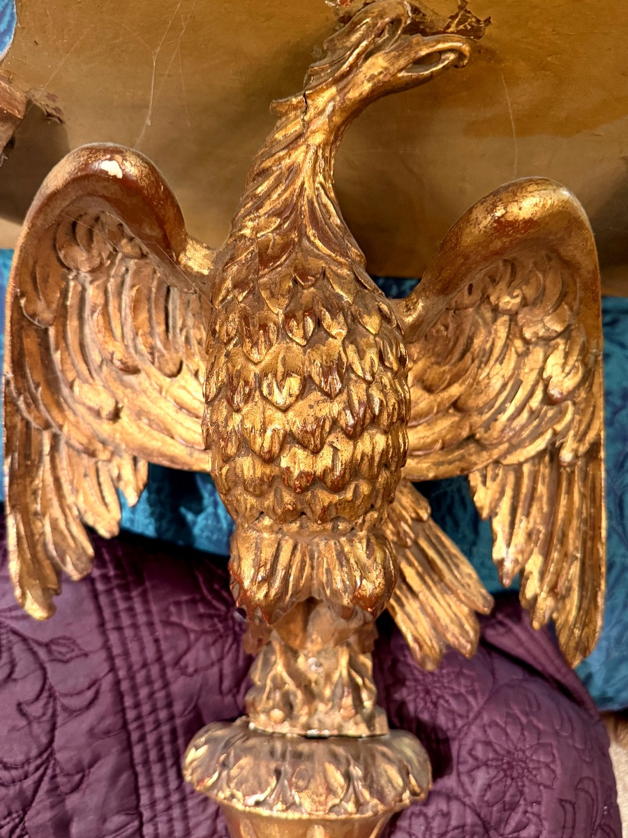  Fin XVIIIè  : Aigle Impérial , ailes déployées, console d'applique murale en bois sculpté doré-photo-2