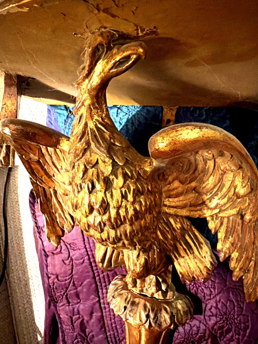  Fin XVIIIè  : Aigle Impérial , ailes déployées, console d'applique murale en bois sculpté doré-photo-4