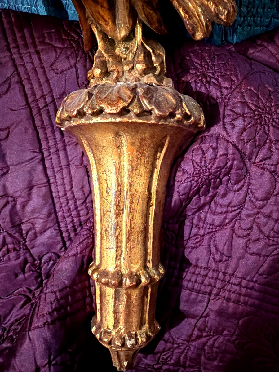  Fin XVIIIè  : Aigle Impérial , ailes déployées, console d'applique murale en bois sculpté doré-photo-1