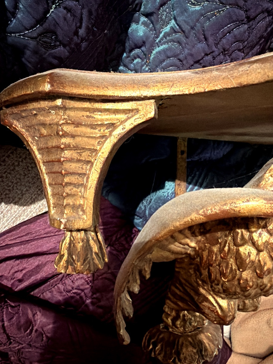  Fin XVIIIè  : Aigle Impérial , ailes déployées, console d'applique murale en bois sculpté doré-photo-4