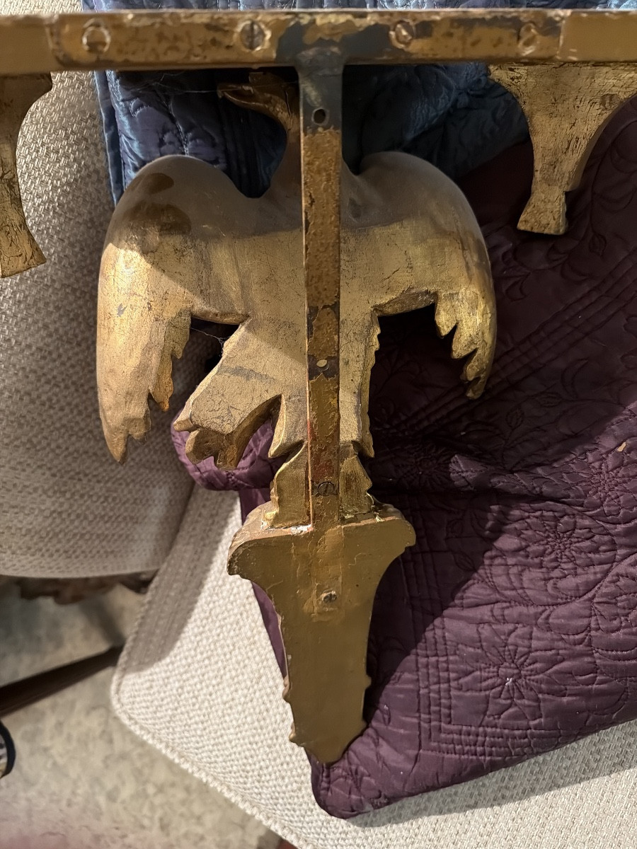  Fin XVIIIè  : Aigle Impérial , ailes déployées, console d'applique murale en bois sculpté doré-photo-7