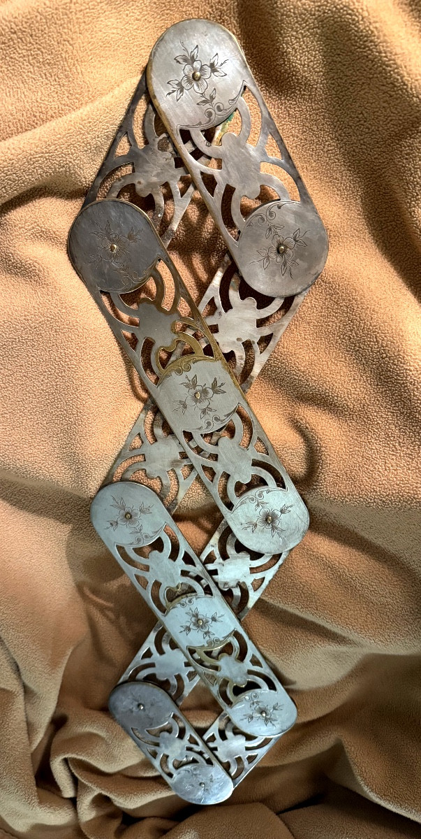 Practical Trivet, Silvered Bronze, Adjustable Position With Articulated, Ornamented Crossbars-photo-6