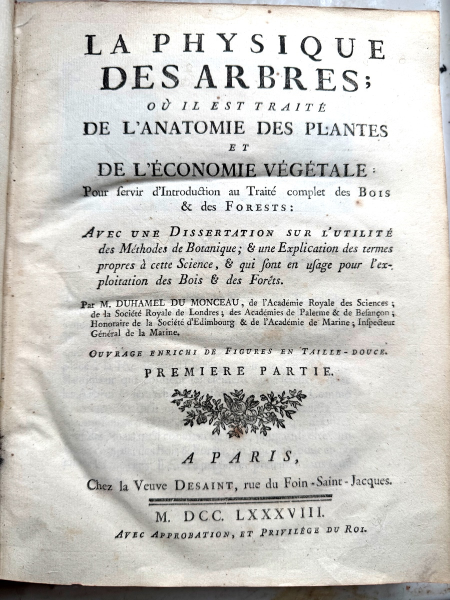 Fort vol. In 4 en 2 tomes:" Physique des Arbres"  de Duhamel du Monceau , enrichi de figures 18-photo-3