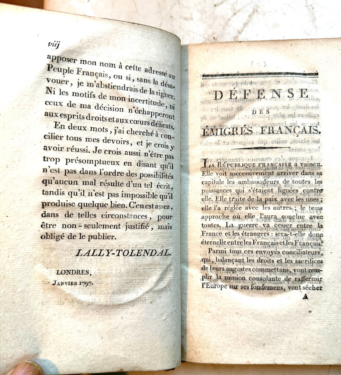 Vol. 8: "defense Of French émigrés," Addressed To The French People; 1797. Lally-tollendal-photo-4