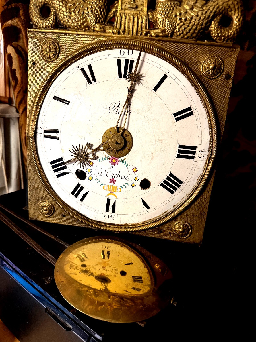 Early 19th Century Hanging Clock Movement With Winged Chimeras, Viala Dial In Trébas.-photo-2