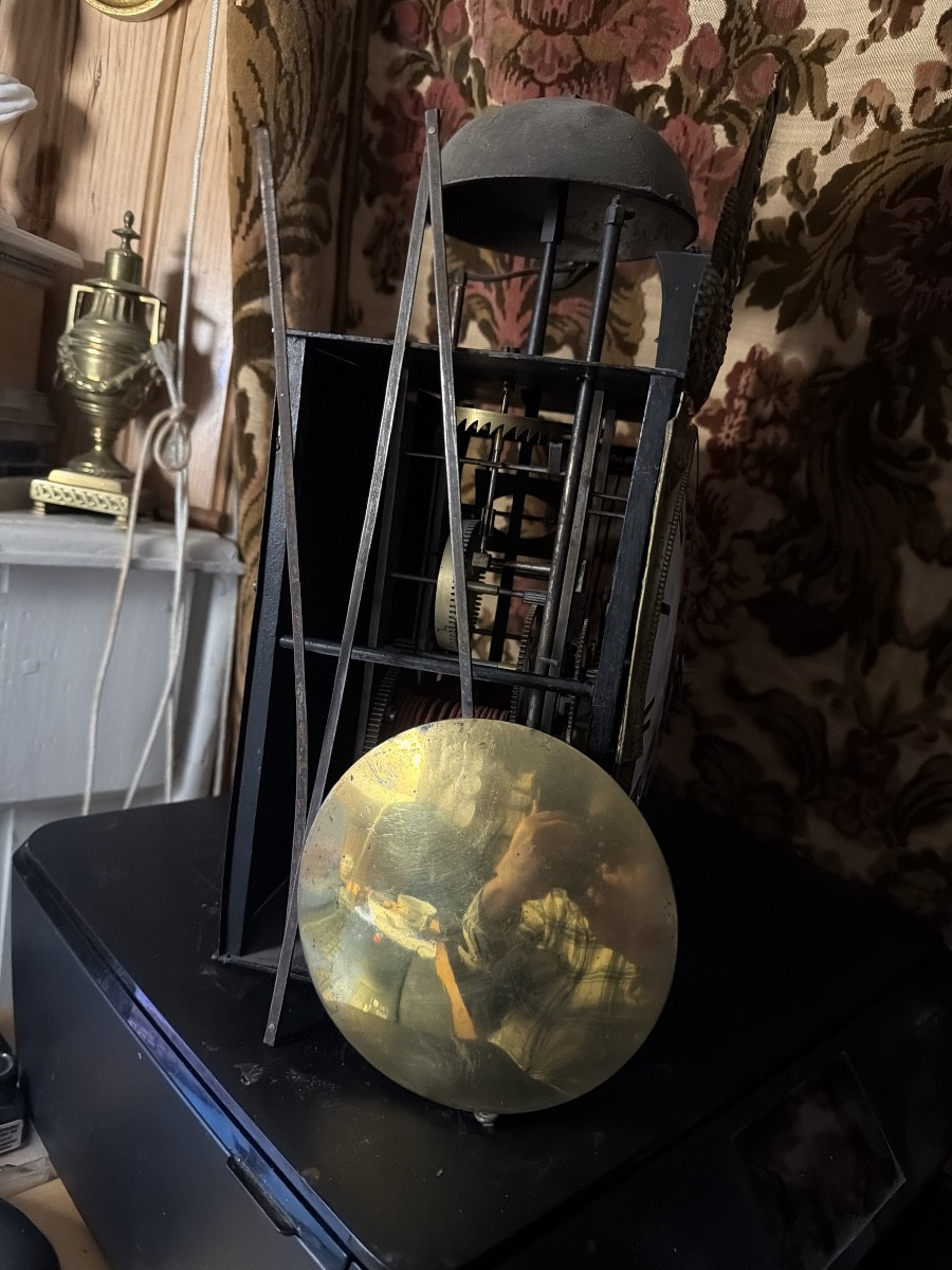 Early 19th Century Hanging Clock Movement With Winged Chimeras, Viala Dial In Trébas.-photo-5