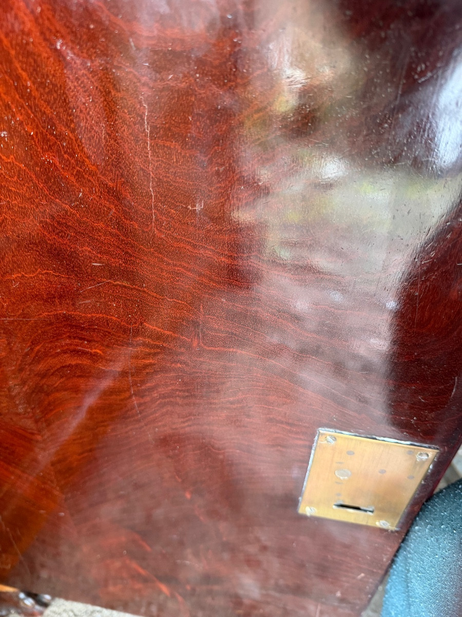 Elégant buffet Retour d'Egypte,acajou de cuba marbre encastré bleu turquin Cariatides & griffes-photo-4