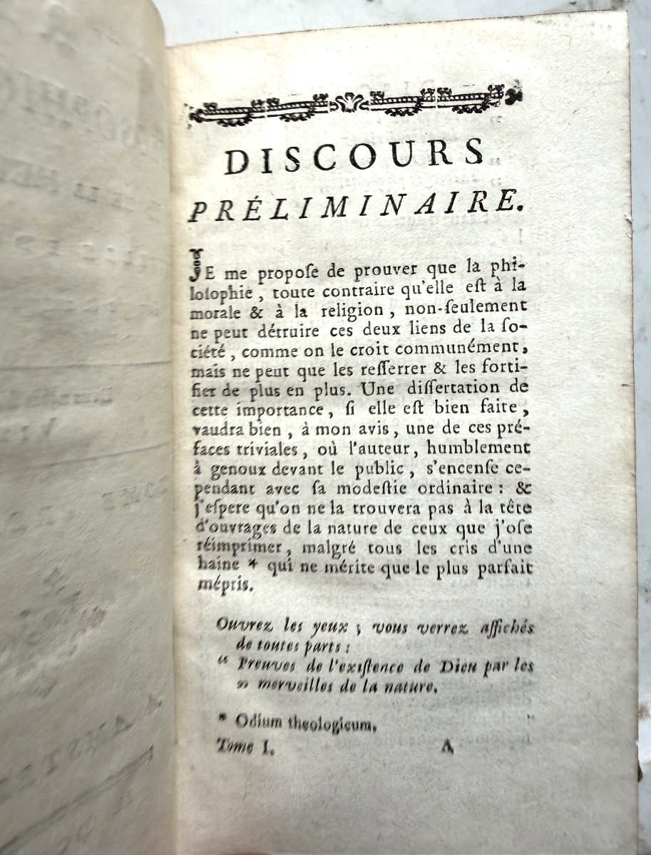 3 Vol.In16 maroquin vert Amst. 1774 : "Oeuvres Philosophiques de Mr de la Mettrie", sur l'Ame ,-photo-1