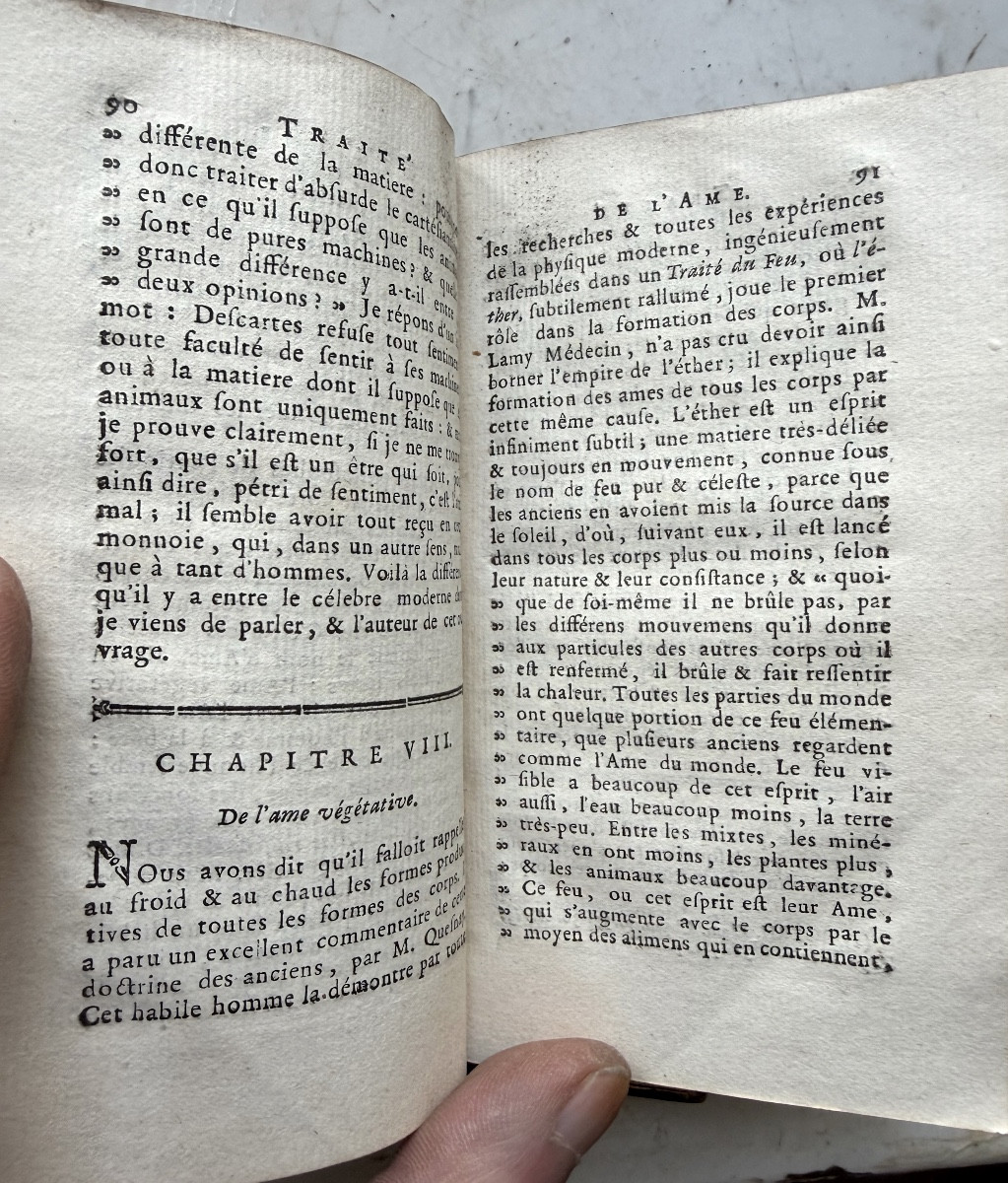 3 Vol.In16 maroquin vert Amst. 1774 : "Oeuvres Philosophiques de Mr de la Mettrie", sur l'Ame ,-photo-3