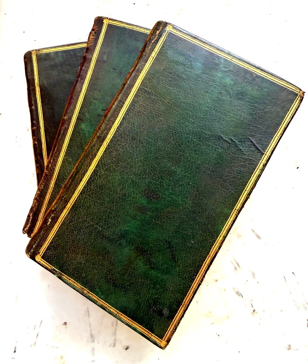 3 Vol.In16 maroquin vert Amst. 1774 : "Oeuvres Philosophiques de Mr de la Mettrie", sur l'Ame ,
